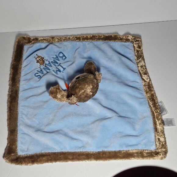 Carter's OS MONKEY LOVEY "I'M BANANAS" Brown Blue Security Blanket  Plush Rattle - Picture 2 of 4